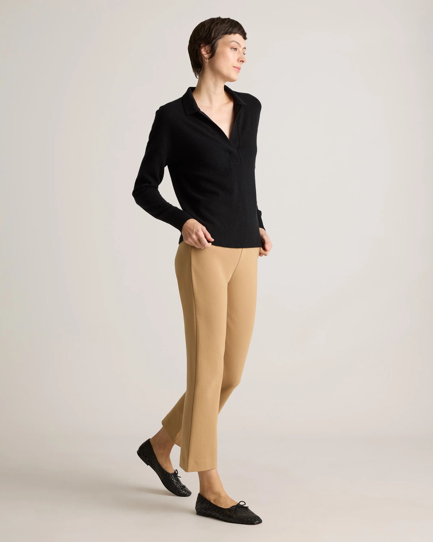 Organic Cotton Double Knit Kick Flare Pants - XS / Heather Charcoal Grey