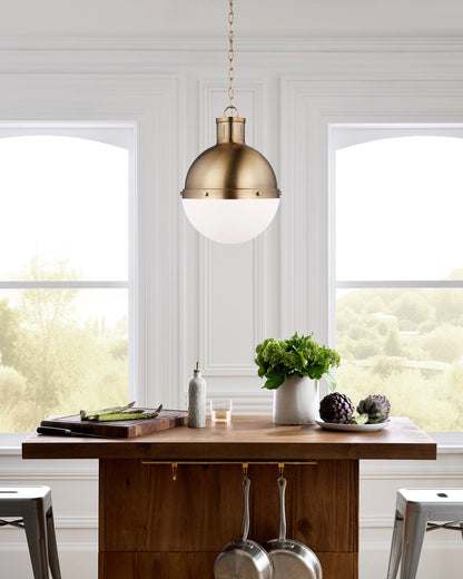 Industrial Shaded Globe Pendant - 13" / Brass
