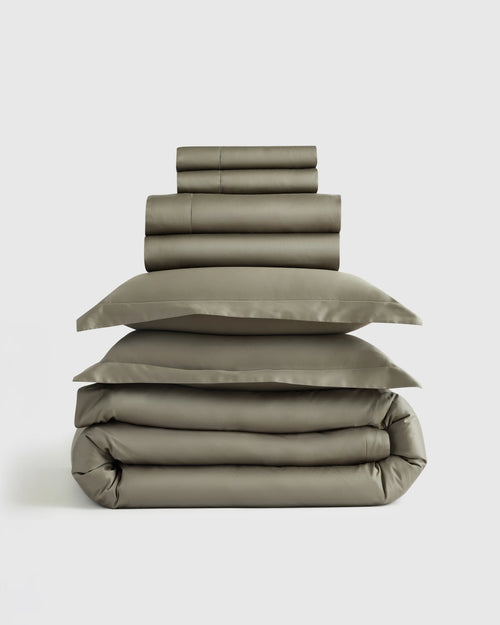 Signature Giza Cotton Sateen Deluxe Bedding Bundle - Twin / Dried Sage