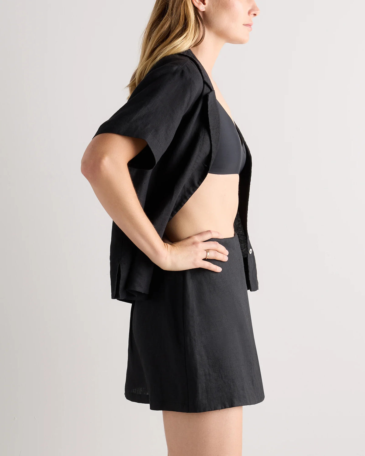 100% European Linen Skort - XS / Classic Mini Gingham