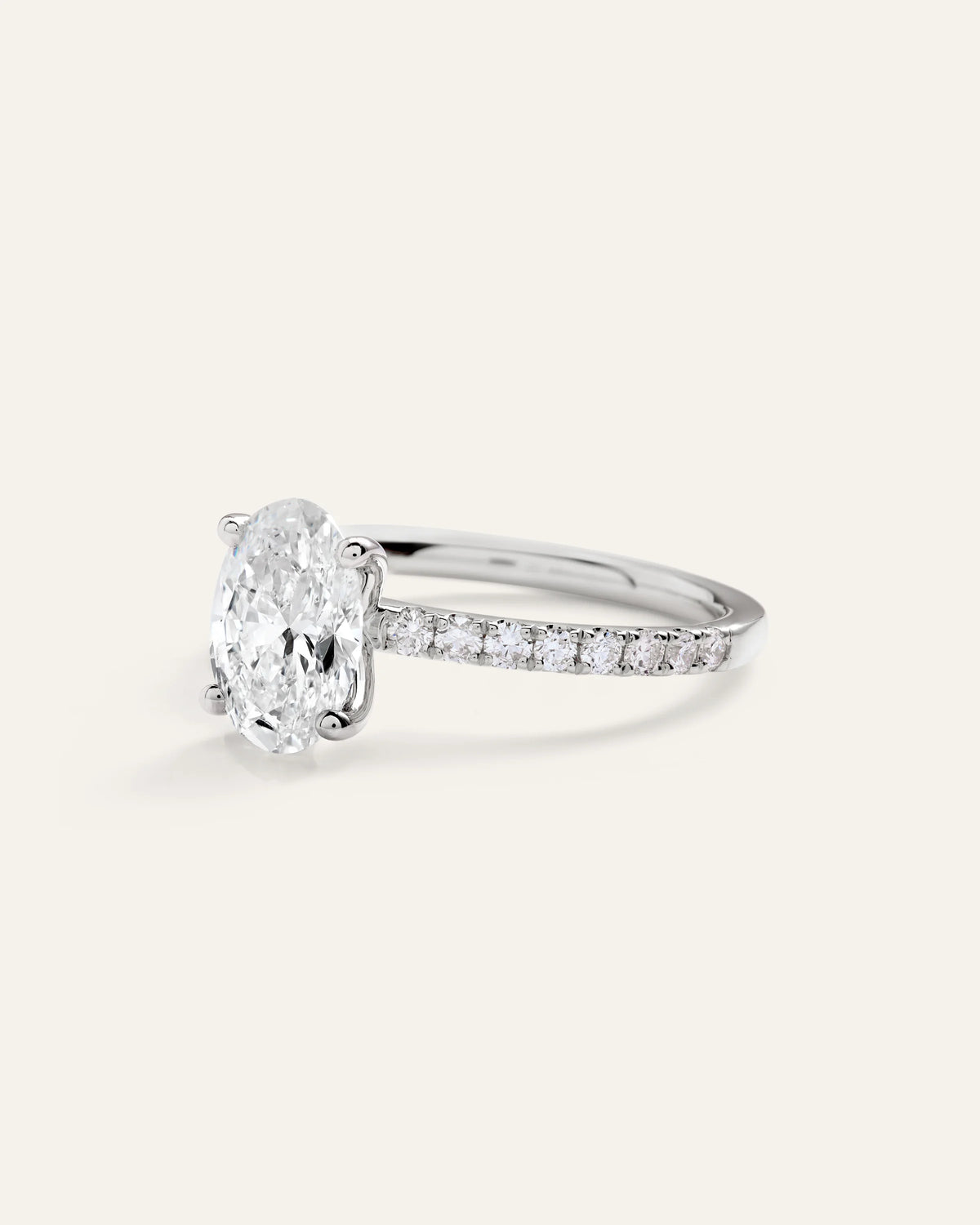 Lab Grown Diamond Oval Petite Pave Engagement Ring - 1.50ct - 4 / Yellow Gold
