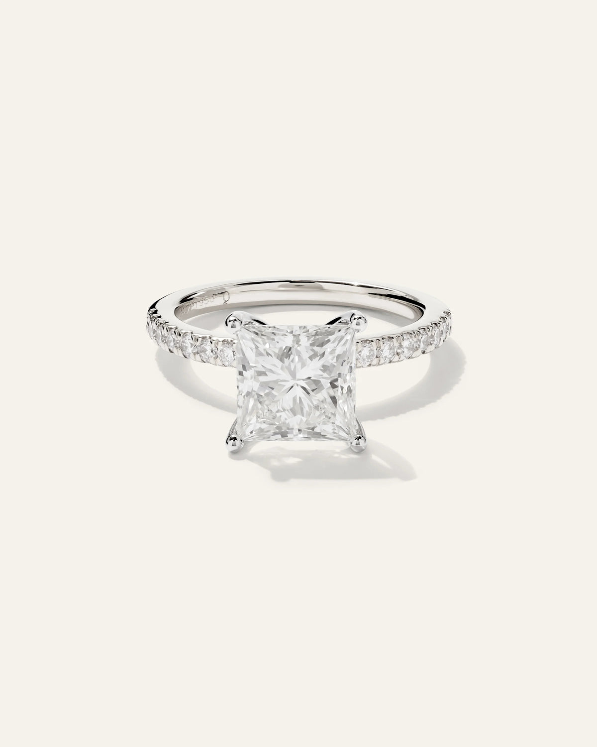 Lab Grown Diamond Princess Petite Pave Engagement Ring - 3ct - 4 / Yellow Gold