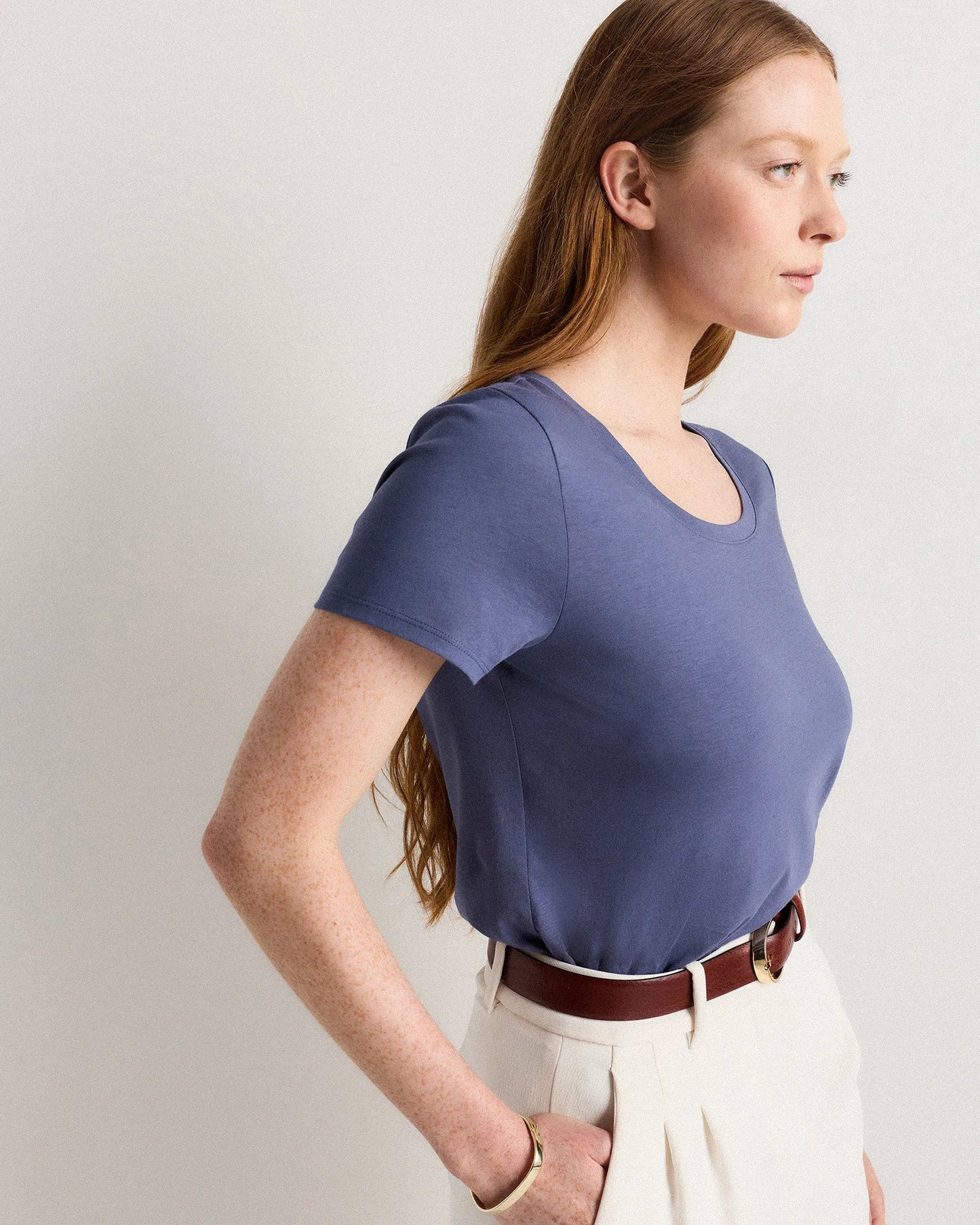 Cotton Modal Scoop Neck Tee - XS / Navy