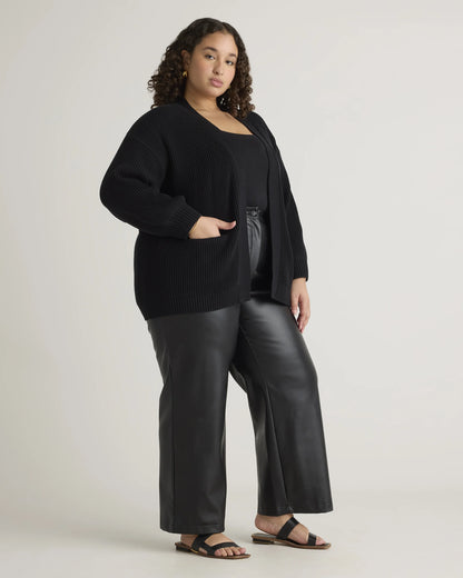 100% Organic Cotton Oversized Cardigan - 1X / Black