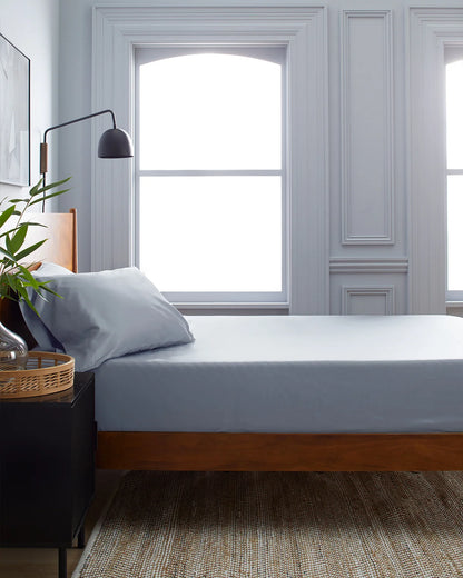Luxury Organic Sateen Fitted Sheet Set - Cal King / Light Blue