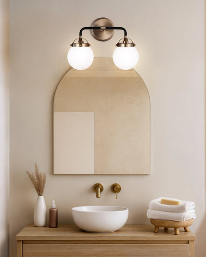 Double Globe Steel Sconce - One Size / Black