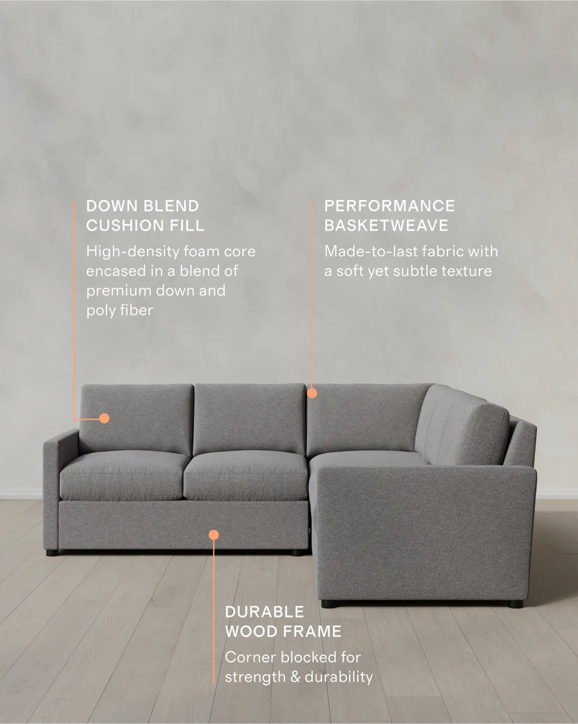 Brennan L Sectional in Performance Basketweave - 99x99 / Flax