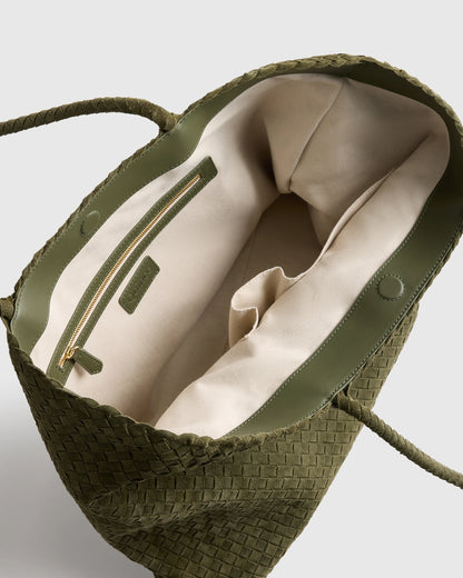 Siena Suede Handwoven Tote - One Size / Pebble