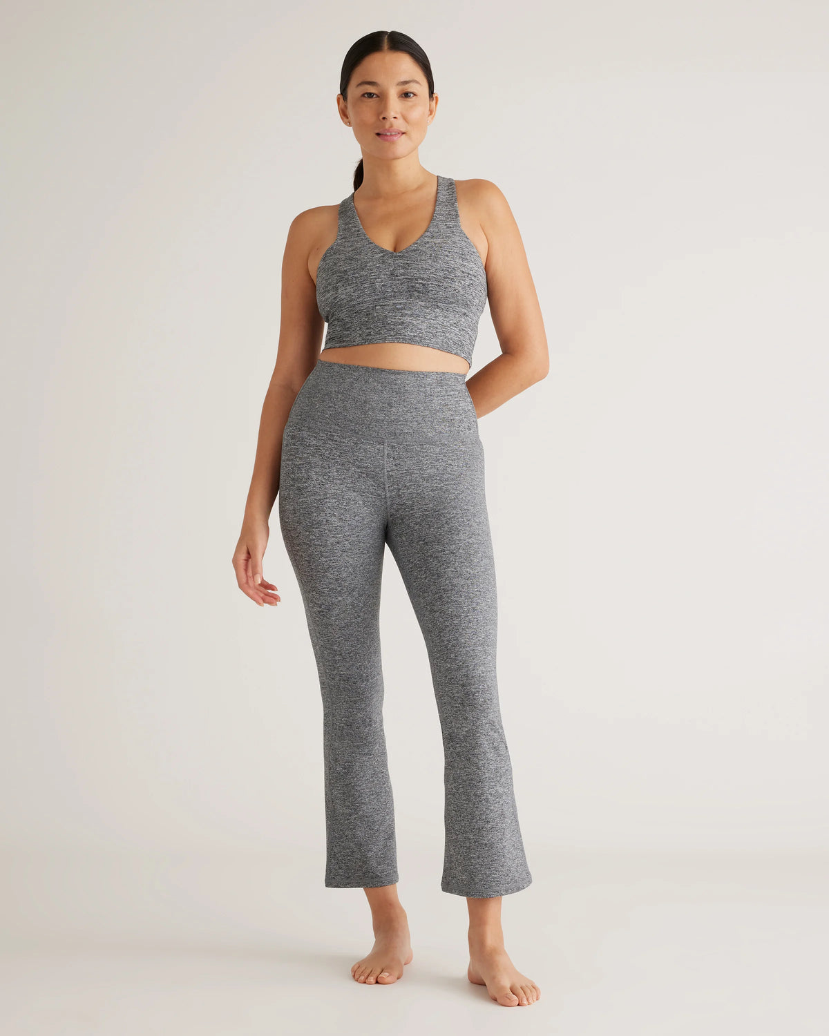 Ultra-Soft Cropped Bootcut Pants - XS / Heather Black