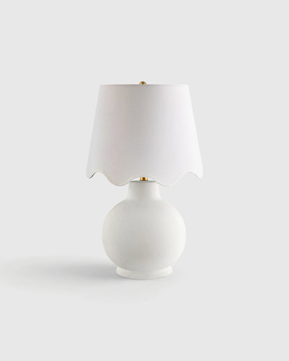 Coastal Ceramic Table Lamp with Scallop Shade - One Size / White
