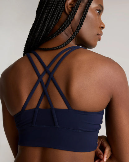Power-Up Long Line Strappy Sports Bra - XS / Classic White