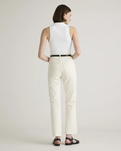Cropped Polo Ribbed Knit Tank - XS / White