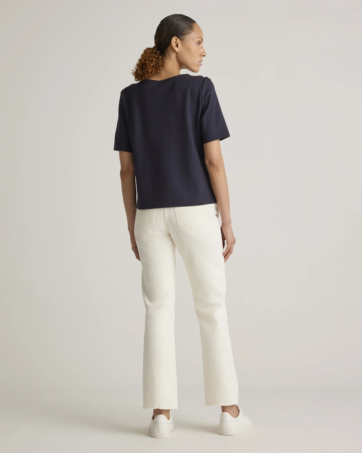 Ultra-Stretch Ponte Short Sleeve Top - XS / Black