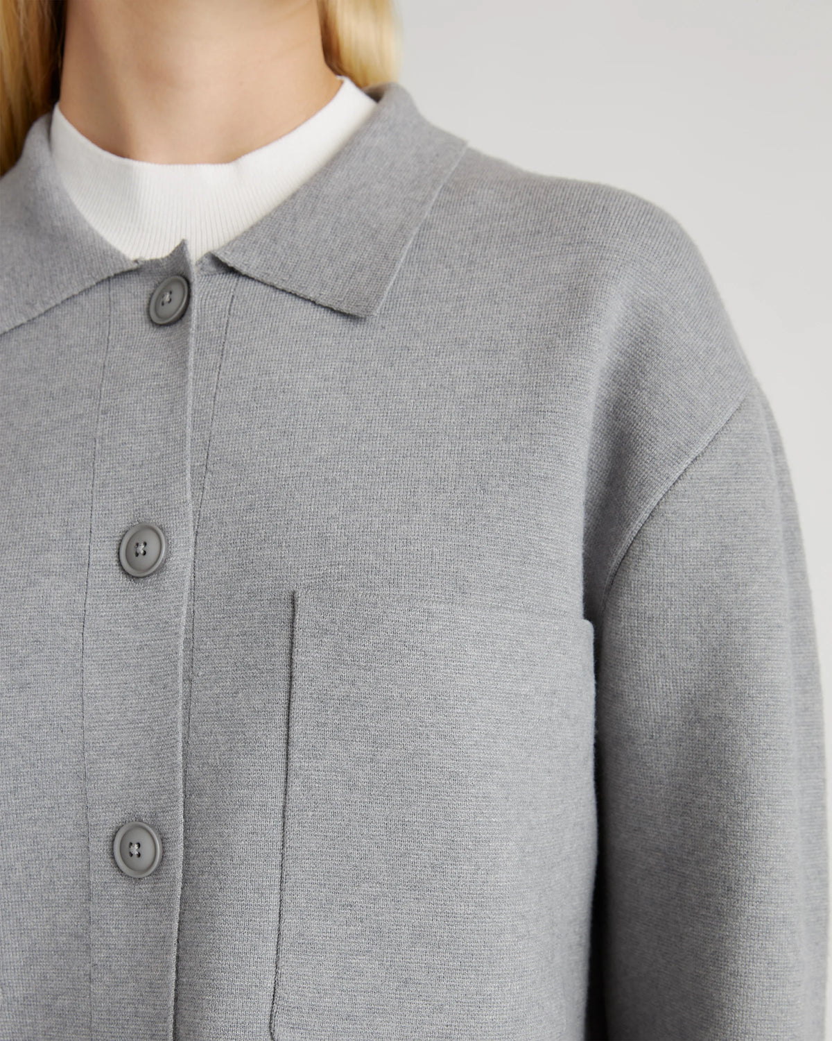 Eco-Knit Milano Stitch Oversized Shirt Jacket - XS / Heather Grey