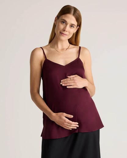 Washable Stretch Silk V-Neck Maternity Cami - XS / Moonstone Blue