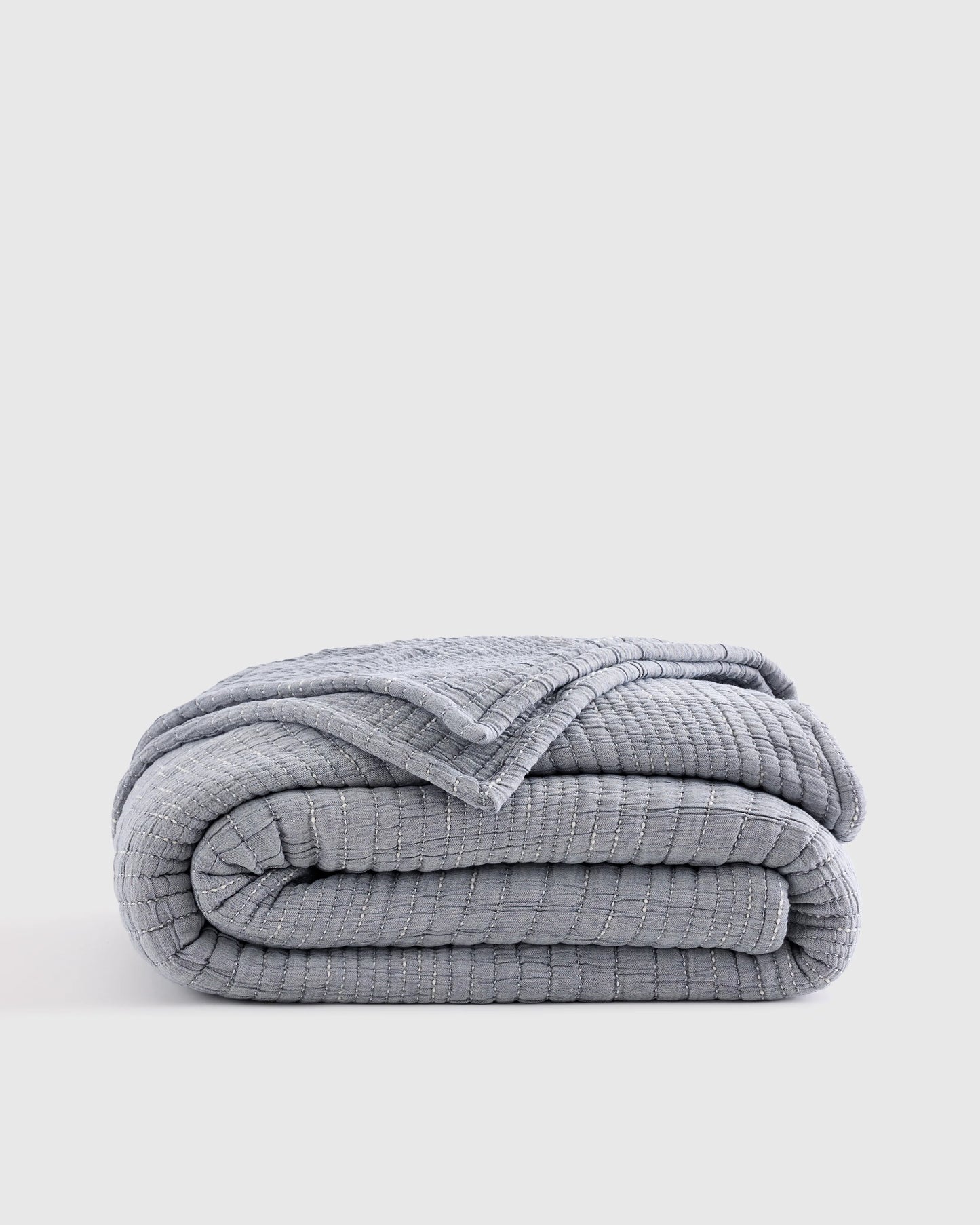 Organic Cotton Channel Stitch Coverlet - Twin / Coral Pink