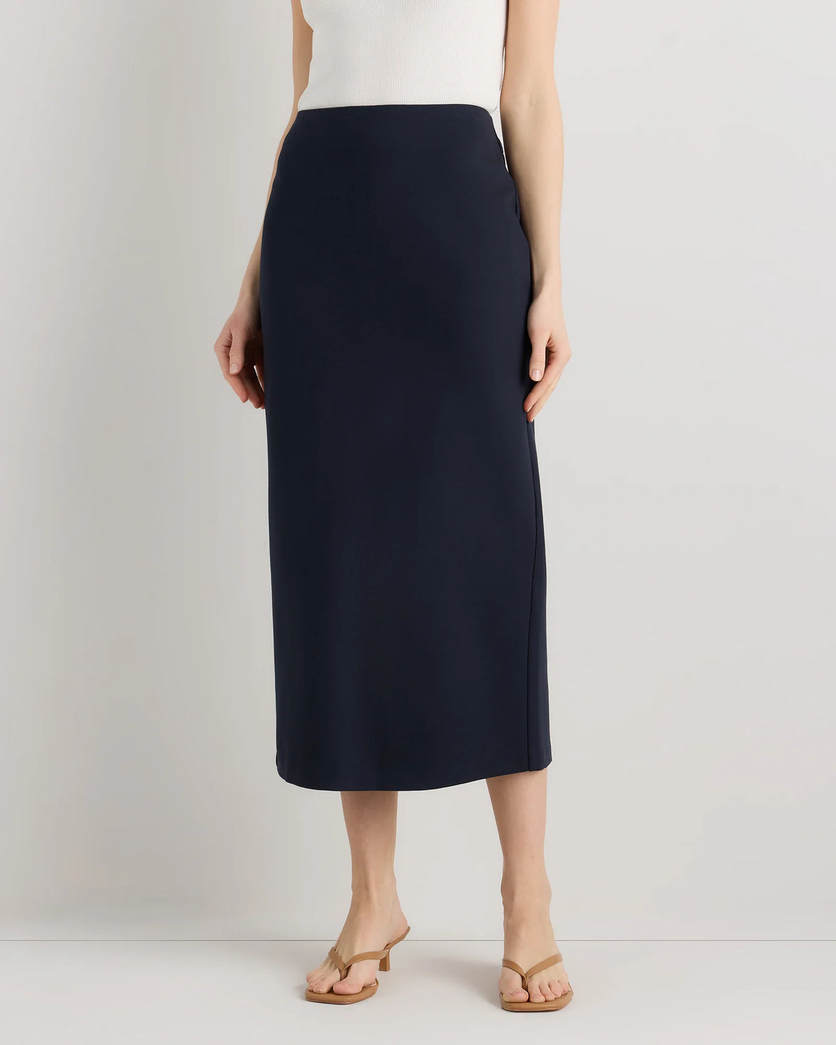 Ultra-Stretch Ponte Maxi Pencil Skirt - XS / Navy
