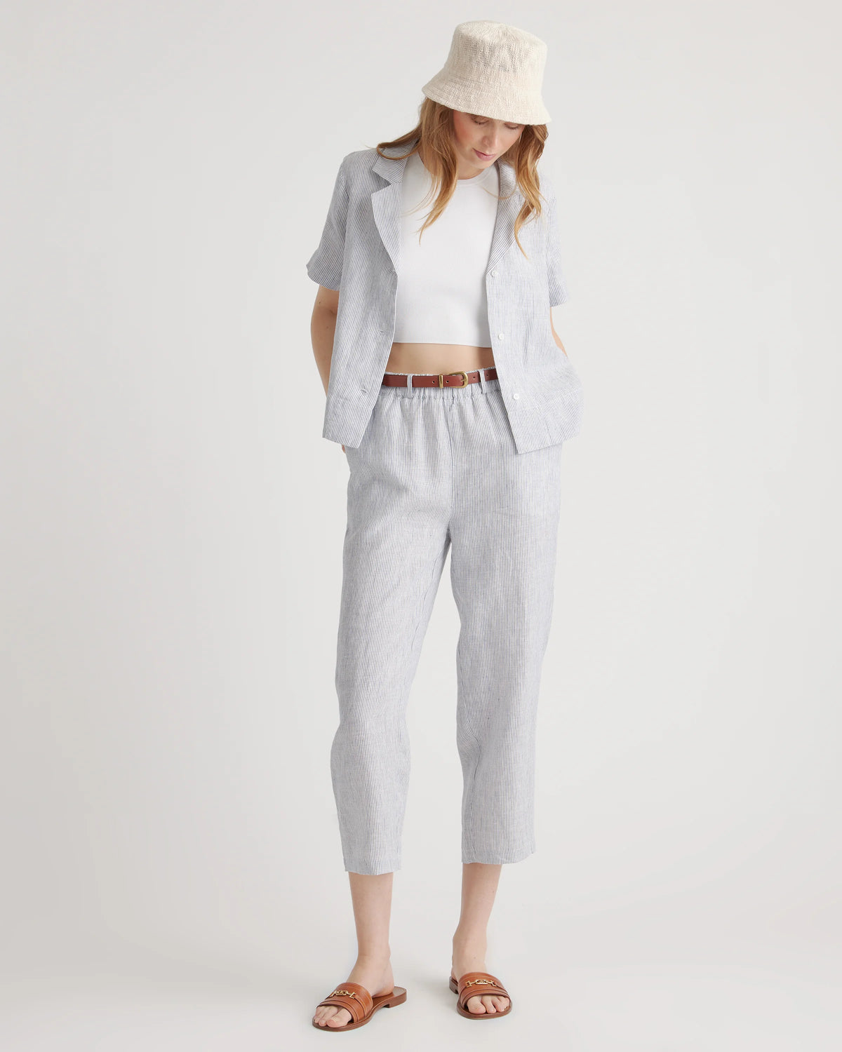 100% European Linen Pants - XS / White
