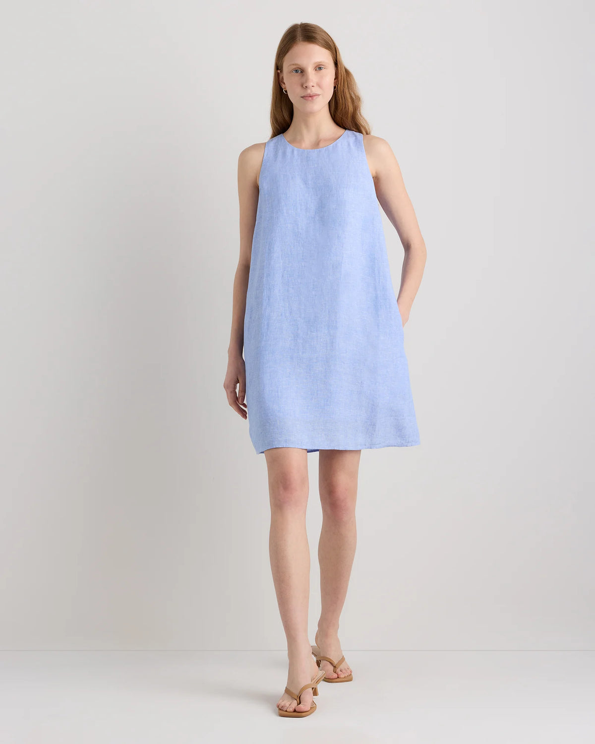 100% European Linen Tank Mini Dress - XS / Martini Olive