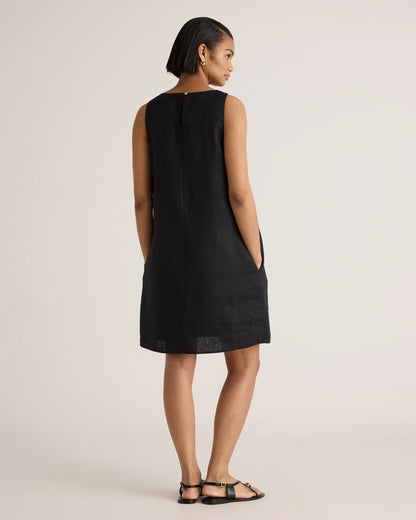 100% European Linen Tank Mini Dress - XS / Deep Navy