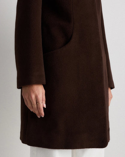 Wool Cashmere Cocoon Coat - XS / Dark Chocolate