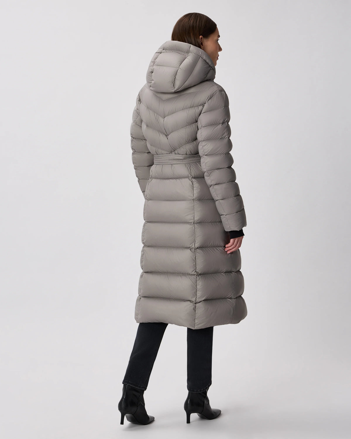 Responsible Down Belted Puffer Maxi Coat - XS / Morel Grey