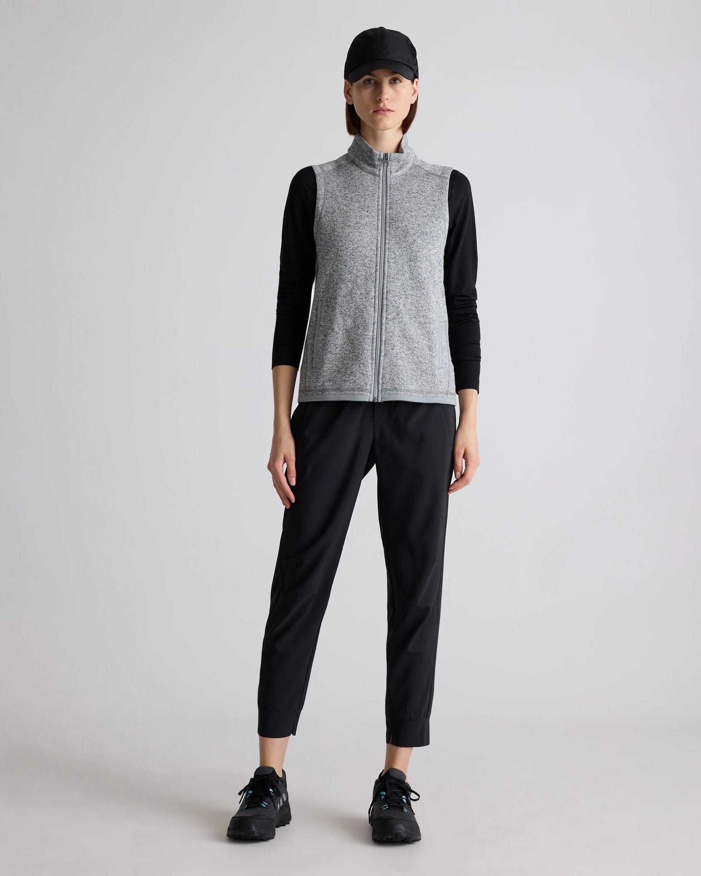 Sweater-Knit Fleece Full-Zip Vest - XS / Heather Mineral Green
