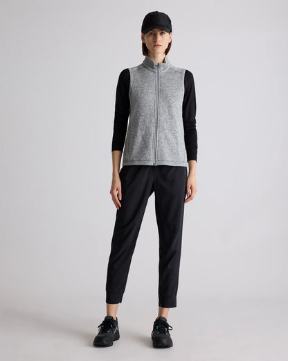 Sweater-Knit Fleece Full-Zip Vest - XS / Heather Mineral Green