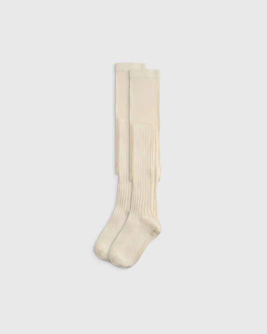 Organic Cotton Rib Tights (2-pack) - 12-24M / Ivory