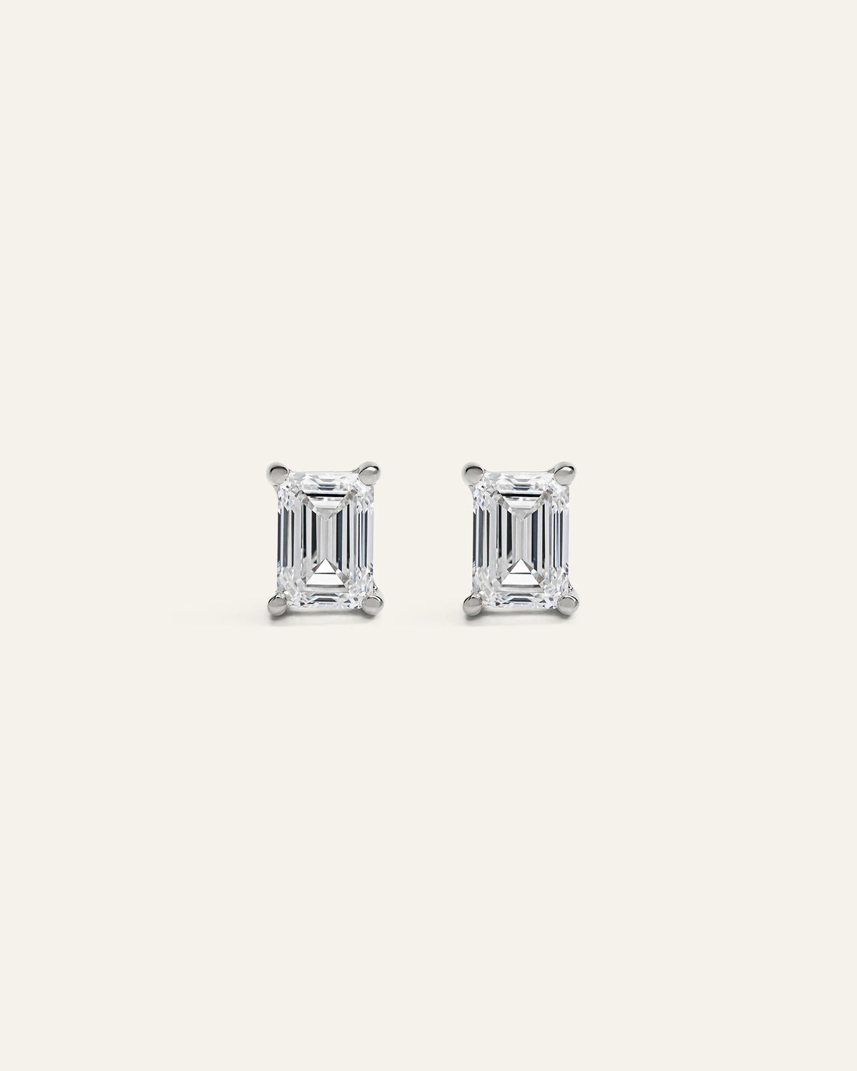 14k Gold Lab Grown Diamond Emerald Solitaire Studs - 2ctw - One Size / Yellow Gold