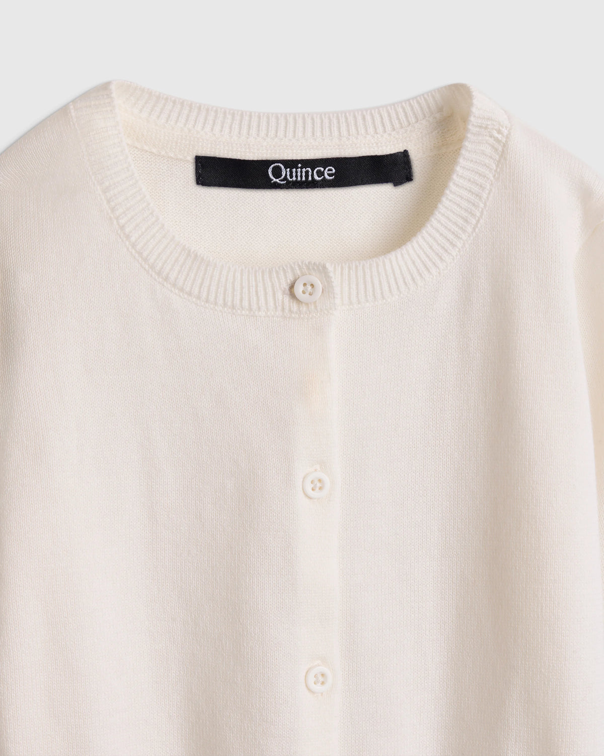 100% Organic Cotton Crewneck Cardigan - 2T / Ivory