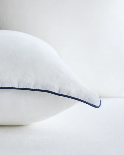 European Linen Piped Euro Sham - Euro / White/Cherry