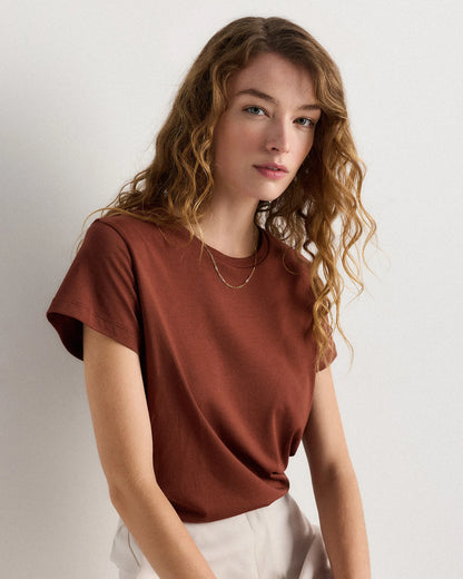 Cotton Modal Crew Neck Swing Tee - XS / White