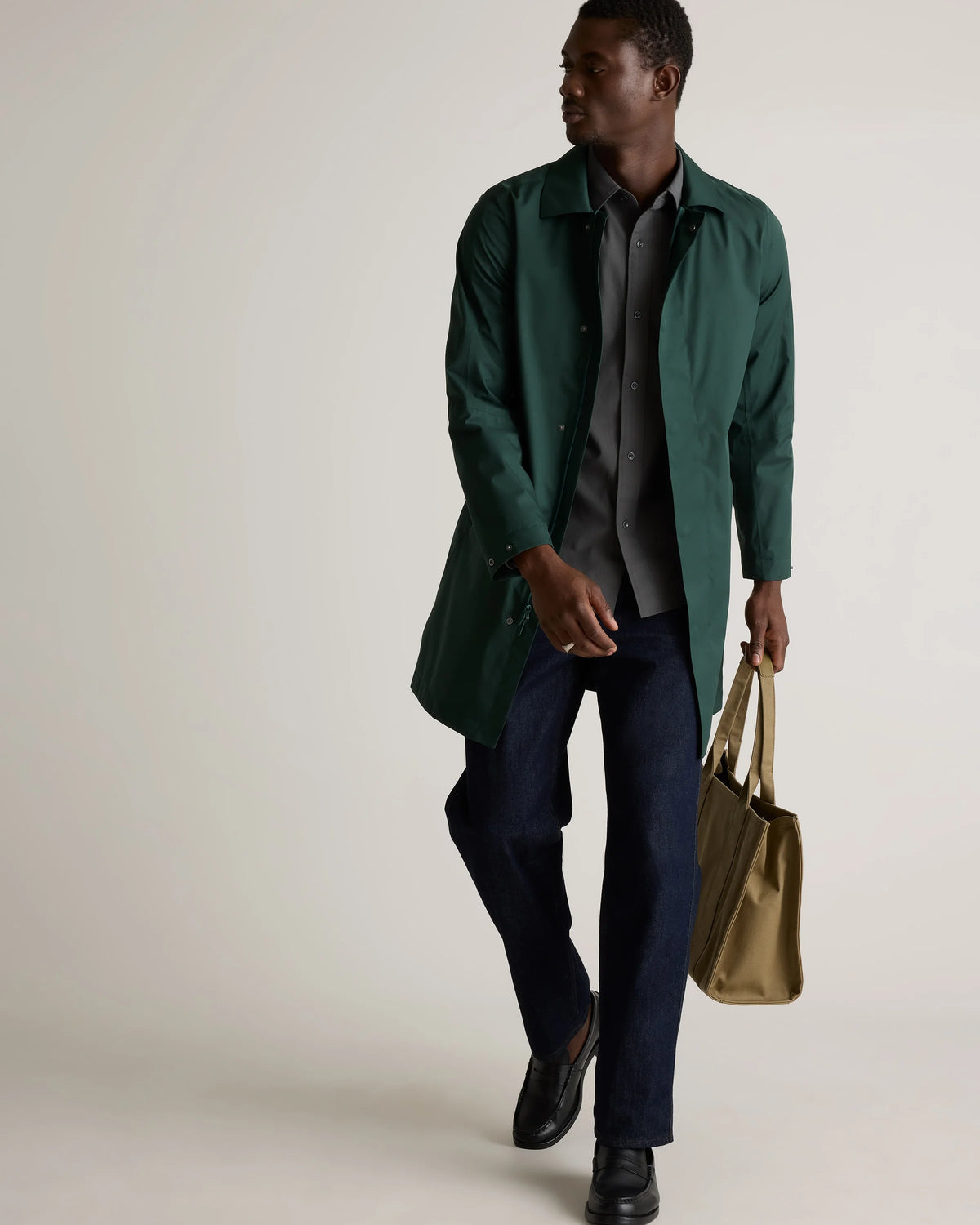 Organic Cotton Stretch Textured Twill Shirt - S / Navy