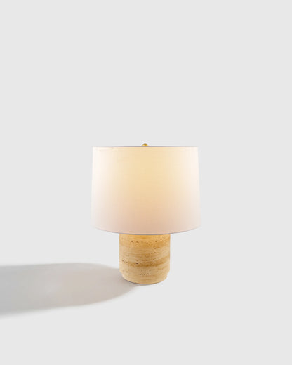 Wide Travertine Table Lamp - One Size / Beige
