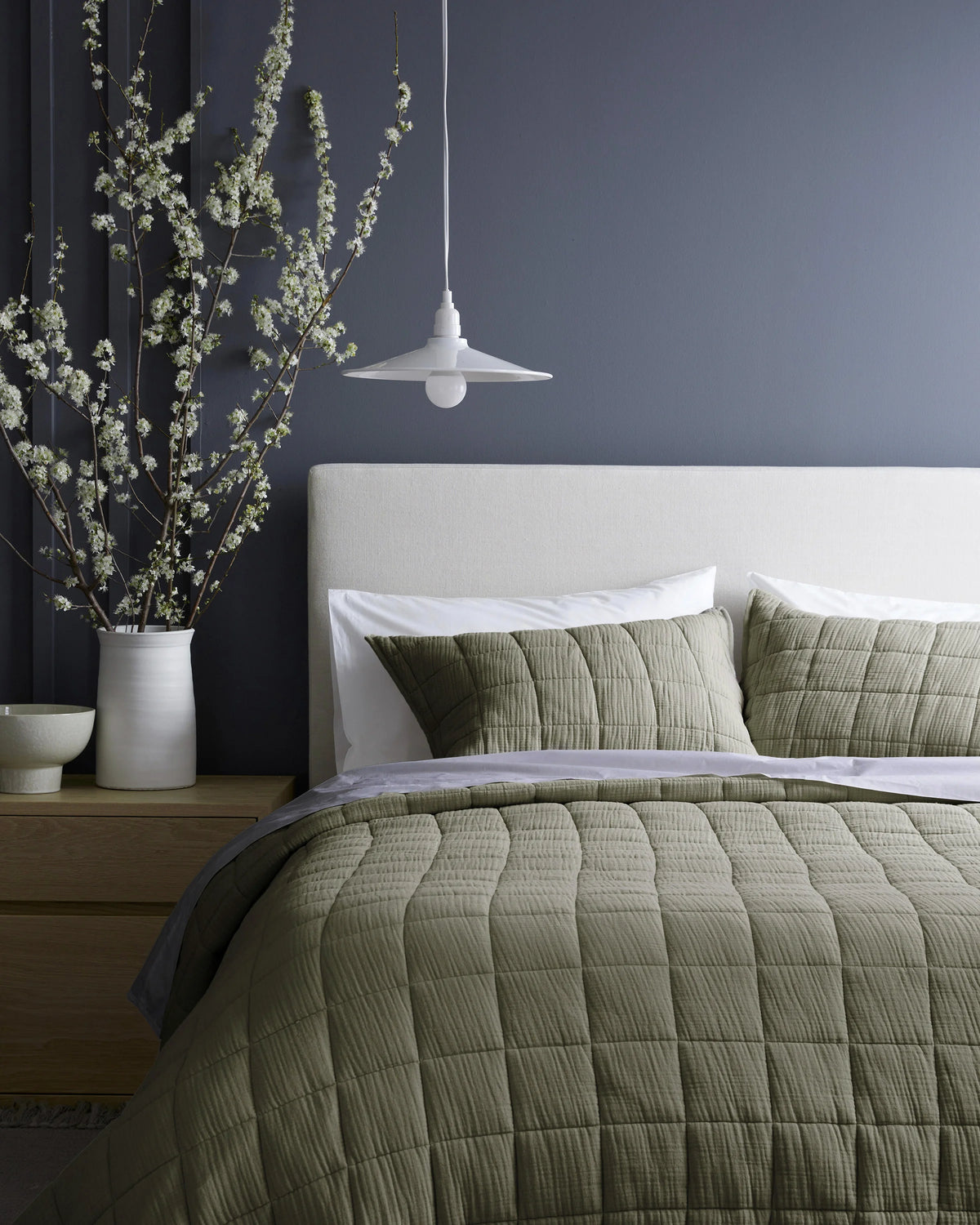 Organic Cotton Gauze Box Quilt Sham Set - Standard / Mineral