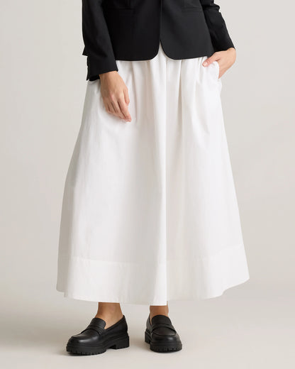 100% Organic Cotton Poplin A-line Maxi Skirt - XS / Classic White