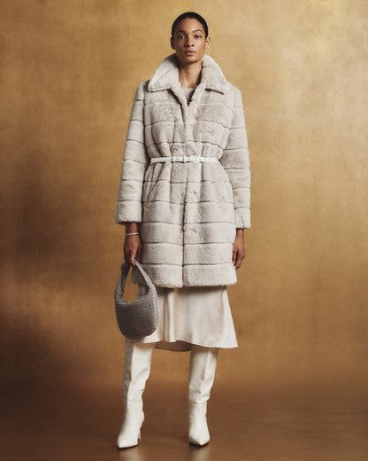 Faux Fur Long Coat - XS / Latte