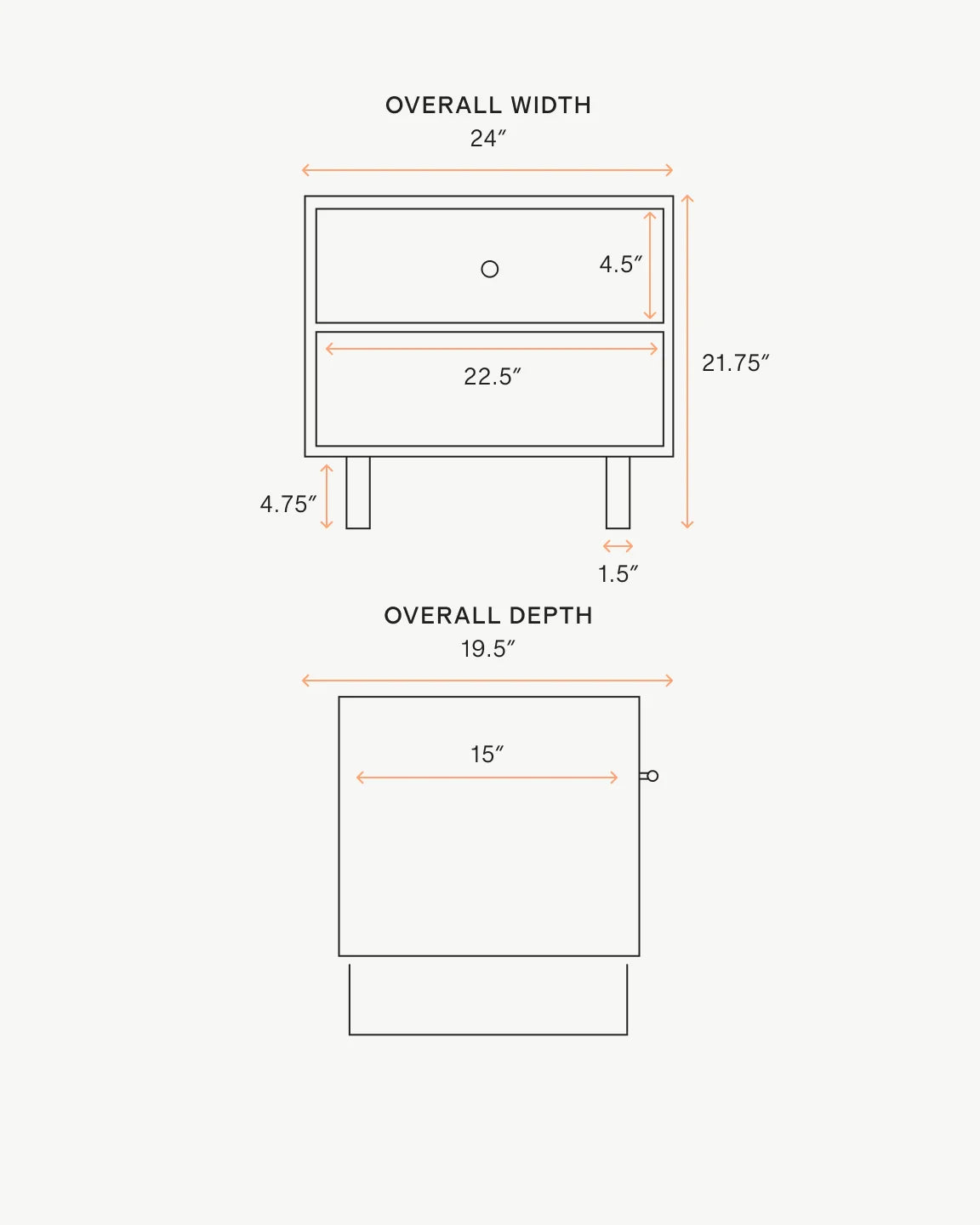 Solid Wood Platform 1-Drawer Nightstand - One Size / Walnut Brown