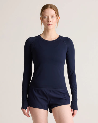 Seamless Waist-Length Long Sleeve Top - XS / Deep Navy