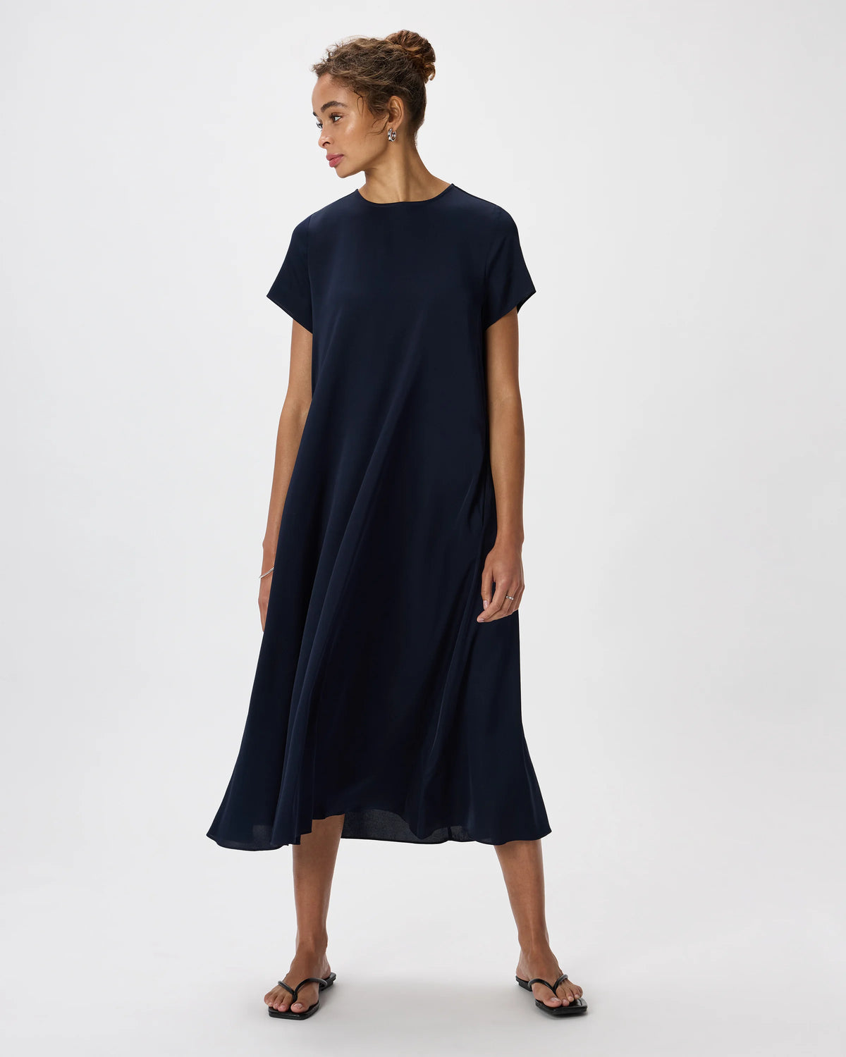 Washable Stretch Silk Voluminous Maxi Dress - XS / Moonstone Blue