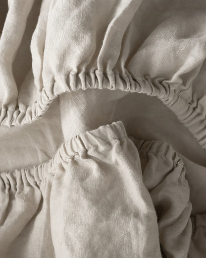European Linen Fitted Crib Sheet - One Size / White