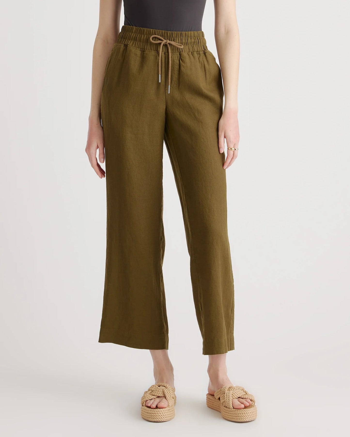 100% European Linen Wide Leg Pants - XS / Flax