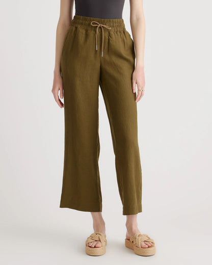 100% European Linen Wide Leg Pants - XS / Flax