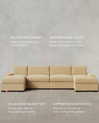 Stillman U Sectional in Performance Velvet - One Size / Java