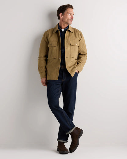 100% Organic Herringbone Twill Shirt Jacket - S / Military Olive