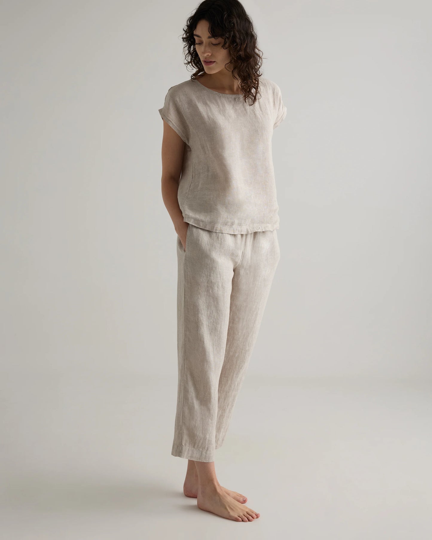 100% European Linen Pajama Set - XS / French Blue