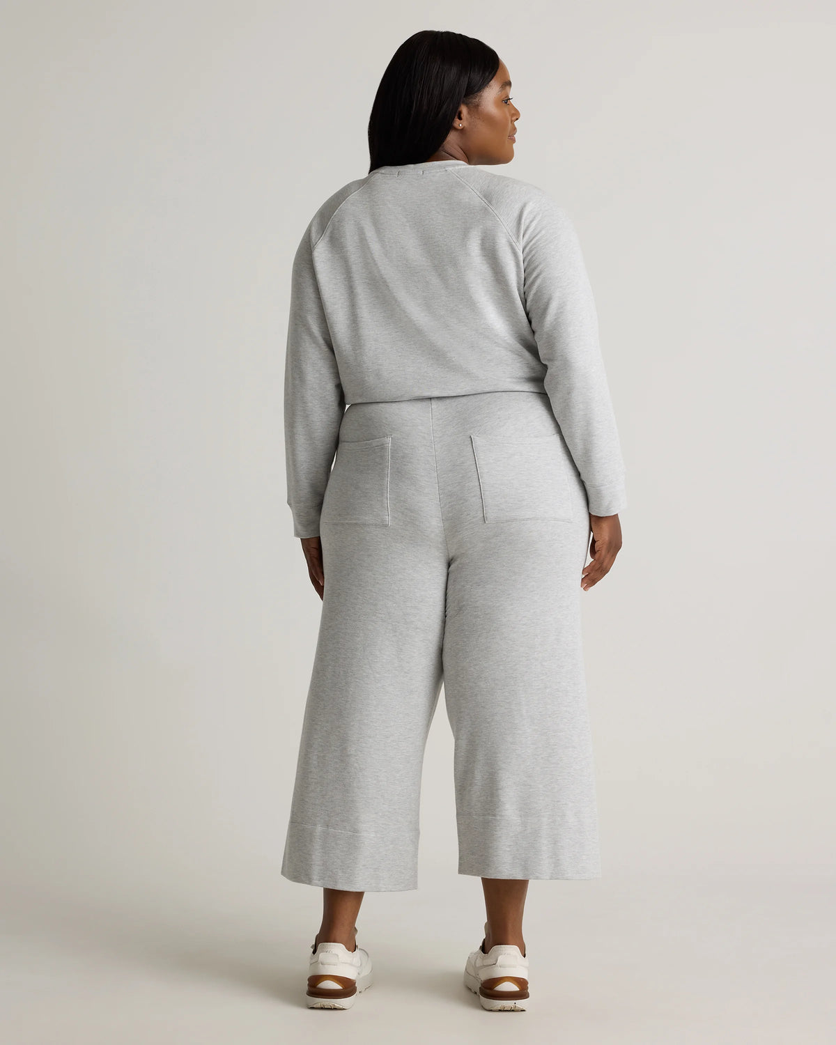 SuperSoft Fleece Cropped Wide Leg Pants - 1X / Heather Grey