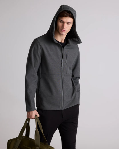 Softshell Fleece-Lined Full-Zip Hooded Jacket - XS / Heather Shady Charcoal
