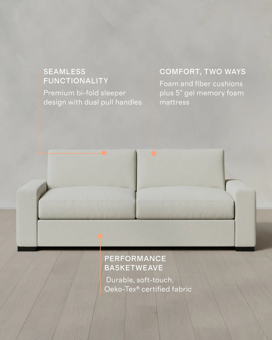 Stillman Sleeper Sofa in Performance Basketweave - Queen / Flax